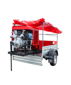 Мотопомпа пожарная МП-20/100 «Гейзер»
на легковом прицепе МЗСА-М (вх.100, вых.2*65, Q-1500л/мин, H-190м-напор, 8м-всас, вес430кг.). ВАЗ-2108 бак 20л. Аи-92